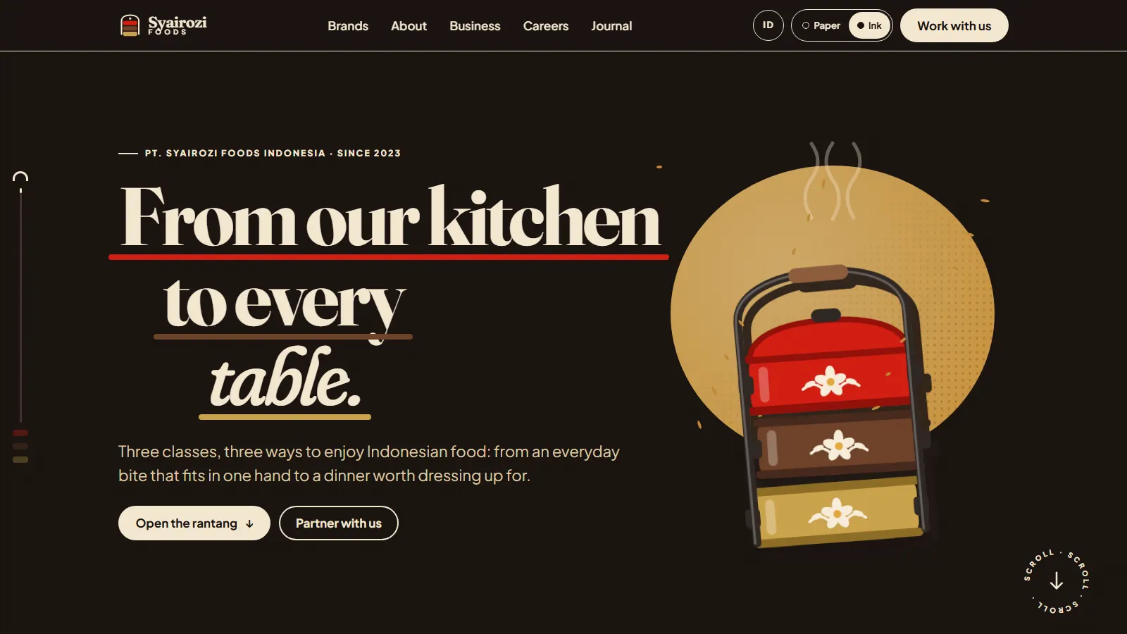 Syairozi Foods: Home page, desktop