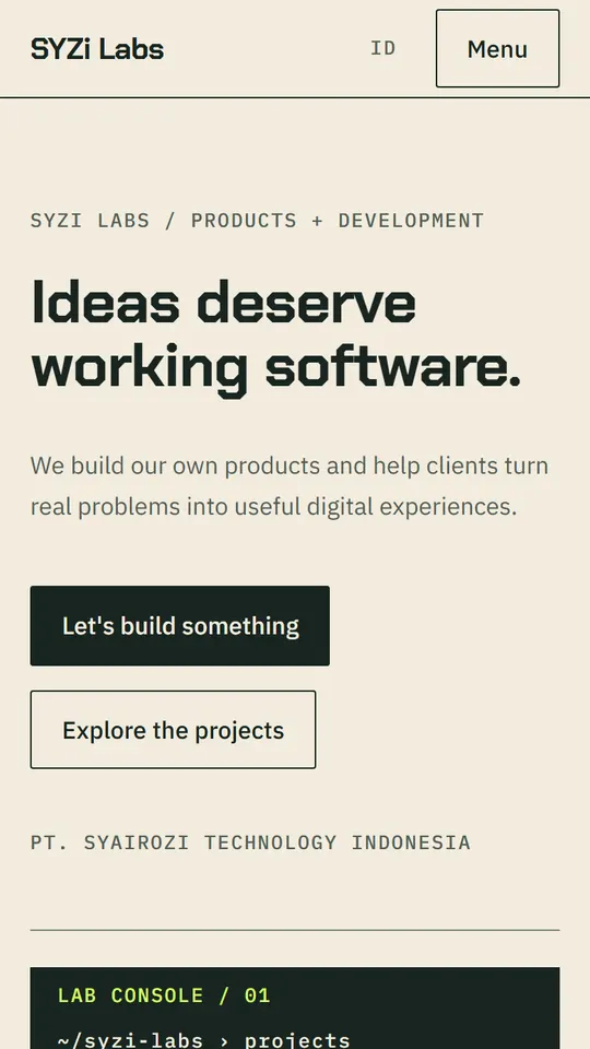 SYZi Labs: Home page, phone