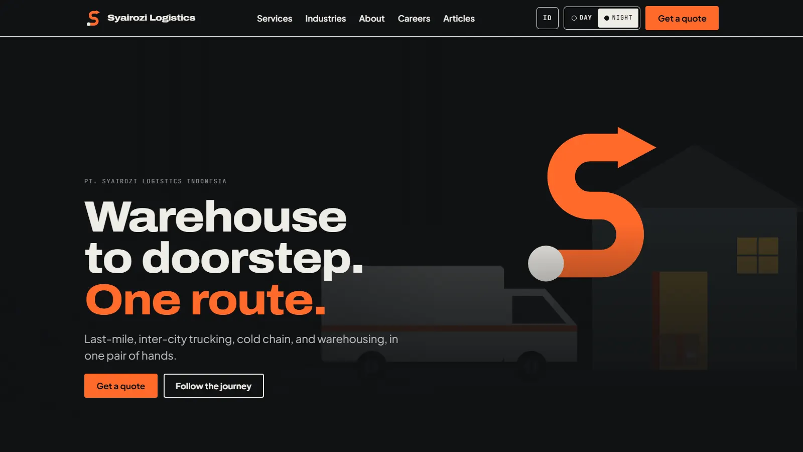 Syairozi Logistics: Home page, desktop