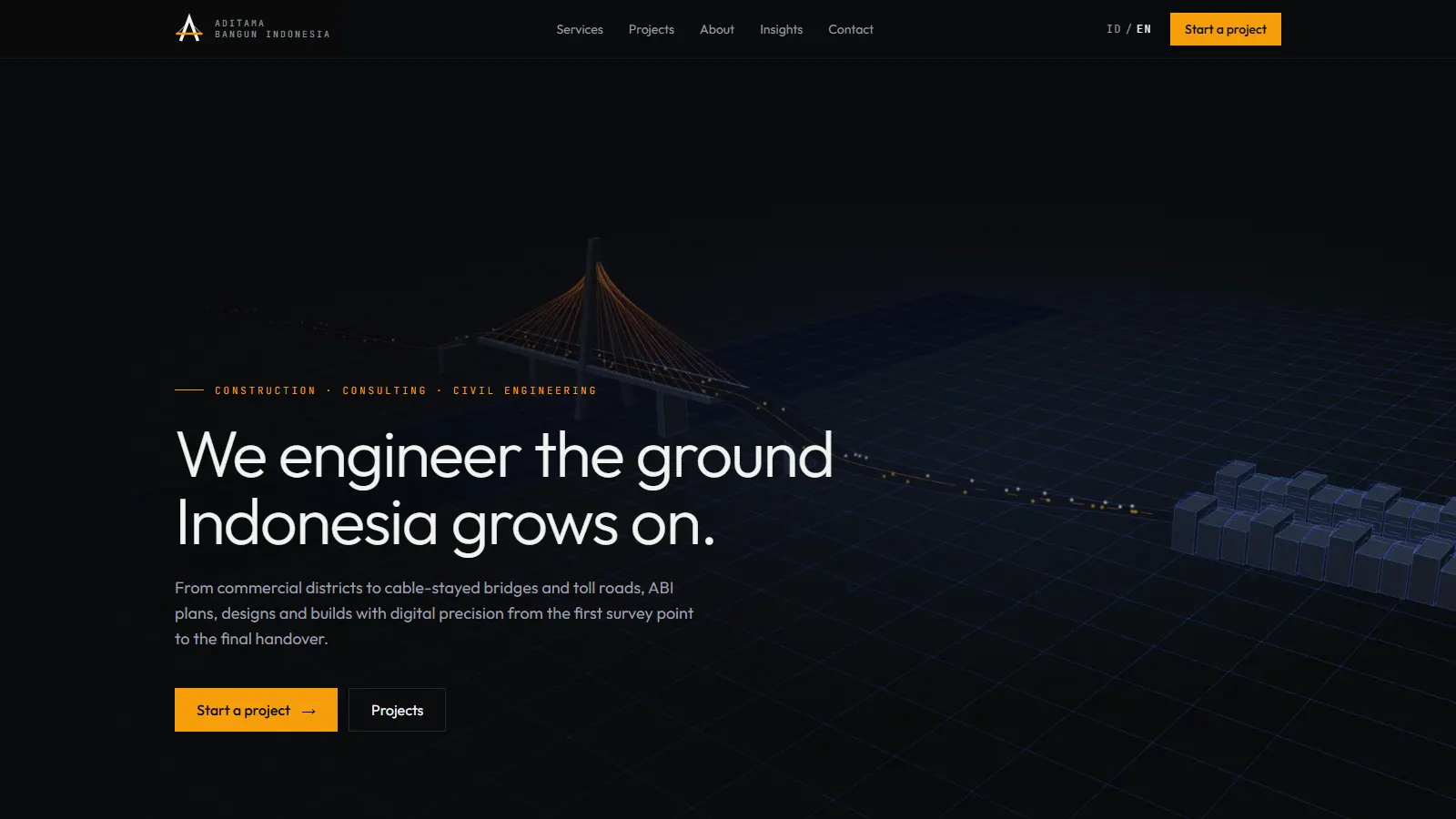 Aditama Bangun Indonesia: Home page, desktop