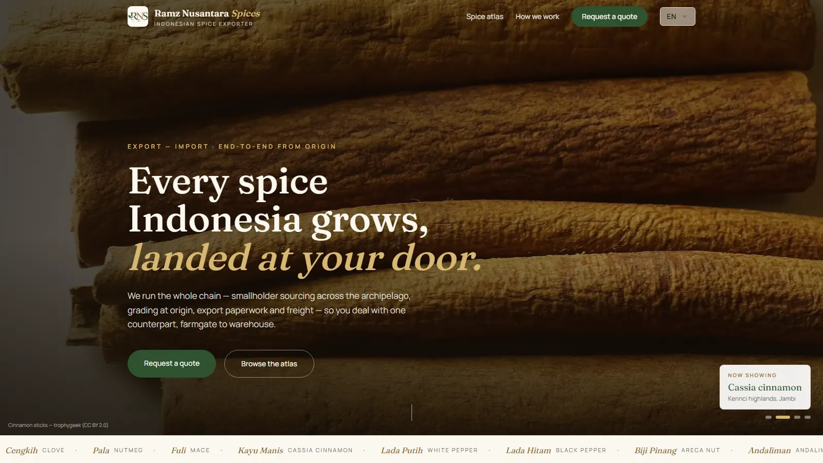 Ramz Nusantara Spices: Home page, desktop